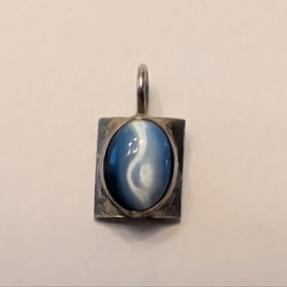 Sterling Silver Blue Glass Pendant